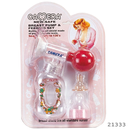 Breast pump and feeding set