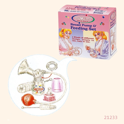 Breast pump and feeding set